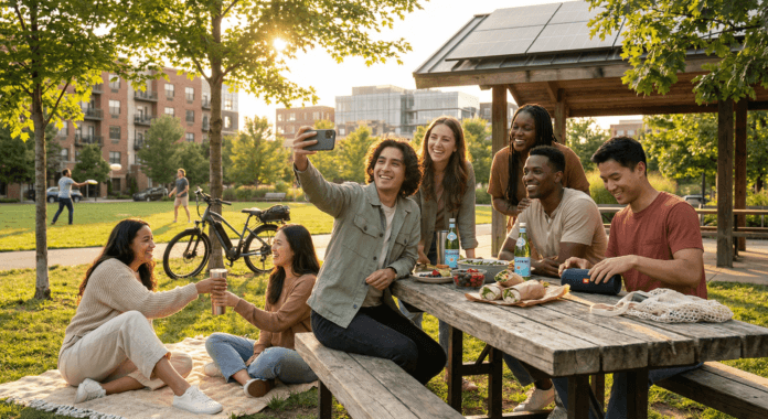 authentic-identity-and-belonging-in-america-community-park.jpg A diverse group of young adults smile and talk together at a sunny U.S. community park, representing authentic identity and belonging in America through shared joy, inclusion, and everyday connection.