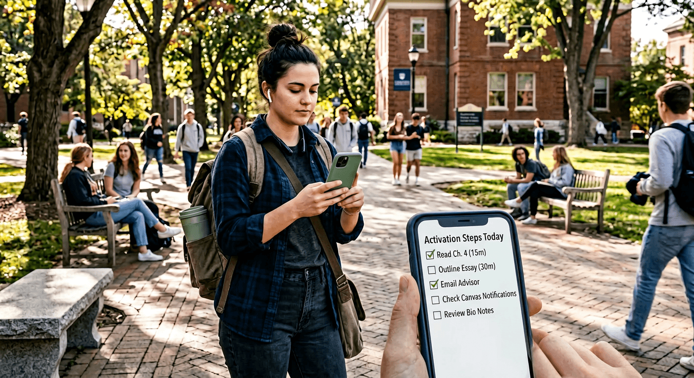 College students relax together on beanbags and picnic blankets, sharing snacks and laughter while checking a rest‑day app portraying college mental health strategies that highlight recovery, social support, and intentional downtime as core strength.